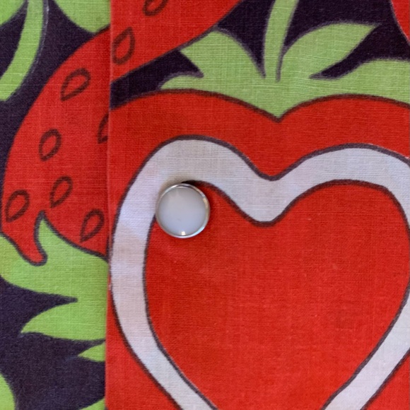 Vintage 1960s Strawberry & Heart Print Sleeveless Smock Top - M - Picture 2 of 11